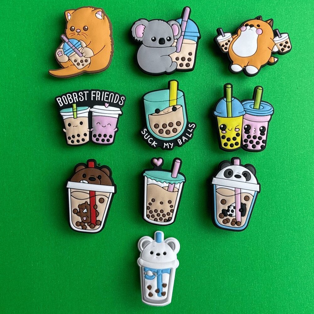 Boba Bubble tea Crocs Charms Set of 10 - jibbitz Charms